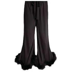Sleeper Boudoir Feather Trim Flare Trousers NWT